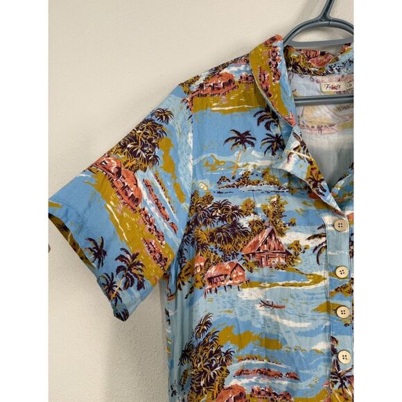 Faherty Womens Blue Travel Pattern Dress L Resortwear Vacation Cruise Tropical - Picture 2 of 7